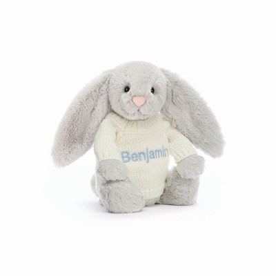 Jellycat Bashful Silver Bunny with Cream Jumper New Zealand | TEFOP3602